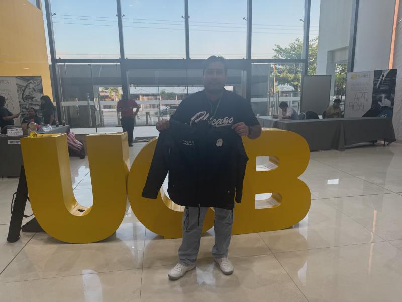 Our raffle winner with the branded jacket